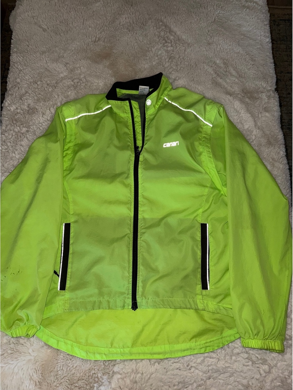Canari Neon Green Cycling Windbreaker Jacket — Large